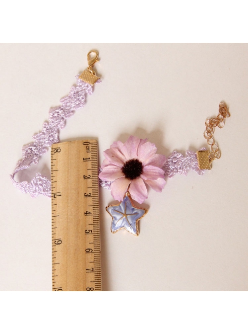Fashion Leisure Starfish Purple Daisy Flowers Lace Seaside Tourism Beach Female Anklet