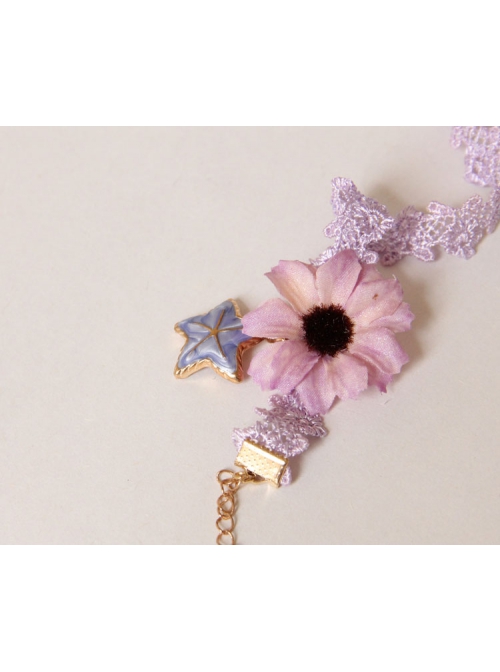 Fashion Leisure Starfish Purple Daisy Flowers Lace Seaside Tourism Beach Female Anklet