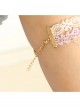 Fashion Retro Holiday Purple Flowers Pearl White Leaves Lace Female Armband