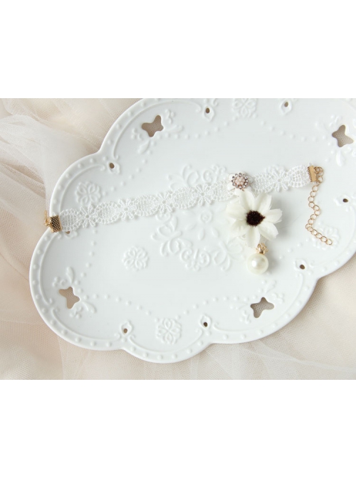Bride Princess Retro Baroque White Lace Flower Pendant Simple Fashion Female Anklet