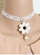 Fashion Retro Holiday Holiday White Lace Flower Pearl Female Choker