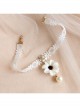 Fashion Retro Holiday Holiday White Lace Flower Pearl Female Choker