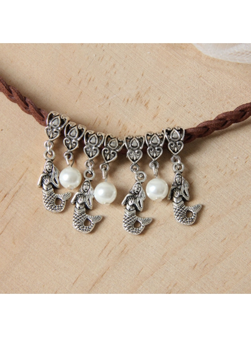 Retro Casual Fashion Mermaid White Pearl Velvet Rope Female Anklet