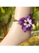 Retro Fashion Holiday Weaving Leaves Branches Purple Flowers Female Anklet