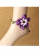Retro Fashion Holiday Weaving Leaves Branches Purple Flowers Female Anklet