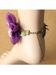 Retro Fashion Holiday Weaving Leaves Branches Purple Flowers Female Anklet