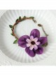 Retro Fashion Holiday Weaving Leaves Branches Purple Flowers Female Anklet