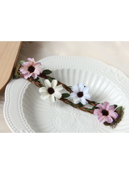 Fashion Casual Beautiful Bride White Purple Artificial Flower Rattan Female Anklet