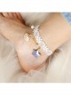 Fashion Leisure Seaside Tourism Vacation White Lace Pearl Starfish Shell Love Letter Female Anklet