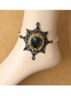 Gothic Retro Fashion Black Crystal Rose Flower Snowflake Lace Love Letter Female Anklet