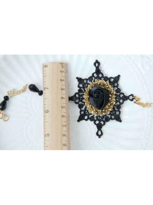 Gothic Retro Fashion Black Crystal Rose Flower Snowflake Lace Love Letter Female Anklet