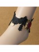 Retro Fashion Gothic Ruby Black Lace Flower Female Simple Anklet