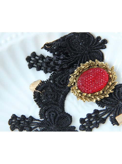 Retro Fashion Gothic Ruby Black Lace Flower Female Simple Anklet