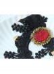 Retro Fashion Gothic Ruby Black Lace Flower Female Simple Anklet