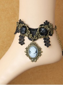 Handmade Retro Fashion Gothic Black Lace Rose Flower Beauty Female Fashion Anklet
