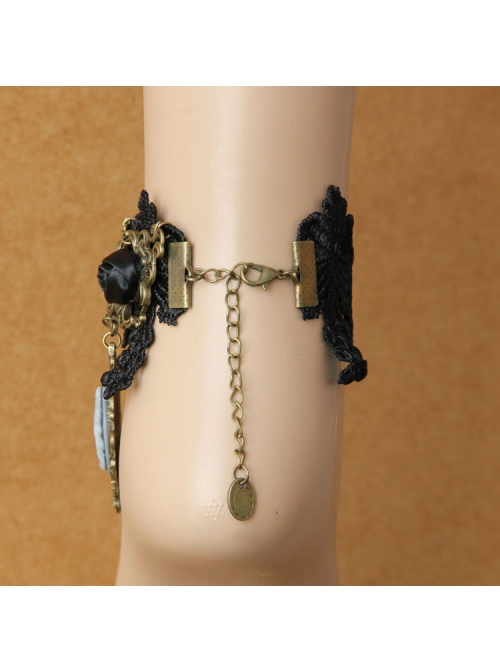 Handmade Retro Fashion Gothic Black Lace Rose Flower Beauty Female Fashion Anklet