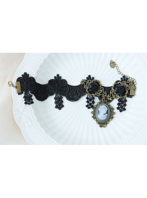 Handmade Retro Fashion Gothic Black Lace Rose Flower Beauty Female Fashion Anklet