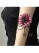 Retro Fashion Personality Black Lace Metal Butterfly Purple Flower Female Arm Chain