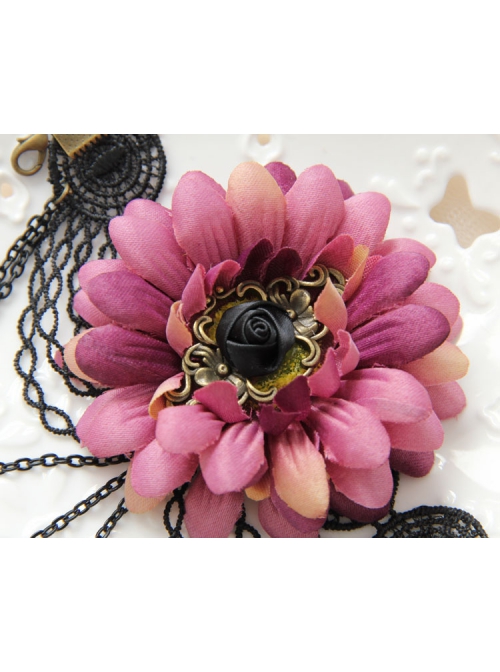 Retro Fashion Personality Black Lace Metal Butterfly Purple Flower Female Arm Chain