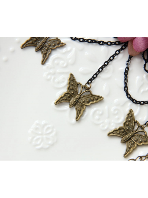 Retro Fashion Personality Black Lace Metal Butterfly Purple Flower Female Arm Chain