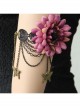 Retro Fashion Personality Black Lace Metal Butterfly Purple Flower Female Arm Chain