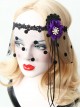 Christmas Palace Retro Fashion Personality Black Lace Sexy Purple Flower Polka Dot Mesh Female Half Face Mask