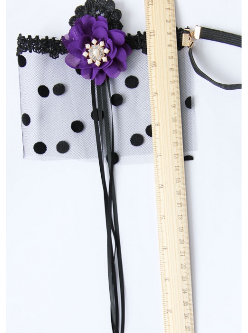Christmas Palace Retro Fashion Personality Black Lace Sexy Purple Flower Polka Dot Mesh Female Half Face Mask