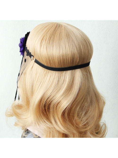 Christmas Palace Retro Fashion Personality Black Lace Sexy Purple Flower Polka Dot Mesh Female Half Face Mask