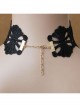 Queen Bride Fashion Retro Gothic Ruby Tassel Black Crochet Lace Collar