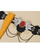 Queen Bride Fashion Retro Gothic Ruby Tassel Black Crochet Lace Collar
