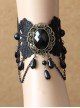 Black Lace Pearl Resin Diamond Tassel Palace Retro Goth Fashion Female Dance Anklet