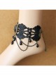 Black Lace Pearl Resin Diamond Tassel Palace Retro Goth Fashion Female Dance Anklet