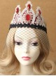 Queen Princess Bride Fashion Vintage Ruby Black Lace Crown Prom Veil