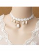 Fashion Retro Baroque Christmas White Snowflake Pendant Lace Pearl Female Choker
