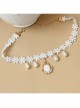 Fashion Retro Baroque Christmas White Snowflake Pendant Lace Pearl Female Choker