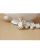 Fashion Retro Baroque Christmas White Snowflake Pendant Lace Pearl Female Choker