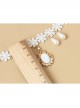 Fashion Retro Baroque Christmas White Snowflake Pendant Lace Pearl Female Choker