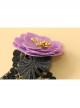 Fashion Retro Exaggerated Gothic Purple Flower Black Lace Tassel Pearl Christmas Female Choker