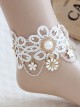Bride Bridesmaid Wedding Dress Fashion Baroque Retro Braided White Lace Pearl Flower Female Anklet