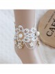 Bride Bridesmaid Wedding Dress Fashion Baroque Retro Braided White Lace Pearl Flower Female Anklet