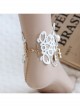Bride Bridesmaid Wedding Dress Fashion Baroque Retro Braided White Lace Pearl Flower Female Anklet