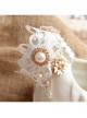 Bride Bridesmaid Wedding Dress Fashion Baroque Retro Braided White Lace Pearl Flower Female Anklet