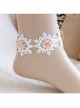 Bride Wedding Dress Fashion Lolita Cute Female White Lace Pink Flower Anklet