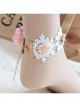 Bride Wedding Dress Fashion Lolita Cute Female White Lace Pink Flower Anklet