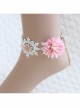 Bride Wedding Dress Fashion Lolita Cute Female White Lace Pink Flower Anklet