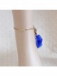 Fashion Beautiful, Simple Royal Blue Flowers Golden Chain Retro Female Anklet