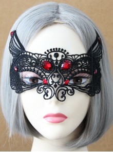 Half Face Fashion Retro Black Lace Ruby Masquerade Grim Reaper Fox Princess Female Veil