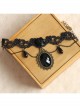 Retro Gothic Fashion Black Lace Rose Flower Pearl Tassel Dancing Female Armband