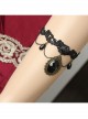 Retro Gothic Fashion Black Lace Rose Flower Pearl Tassel Dancing Female Armband