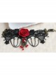 Fashion Retro Gothic Palace Vampire Black Lace Tassel Red Rose Flower Female Armband